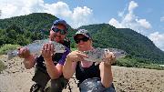 Kristin and Co, Rainbow trout June, double, Slovenia fly fishing